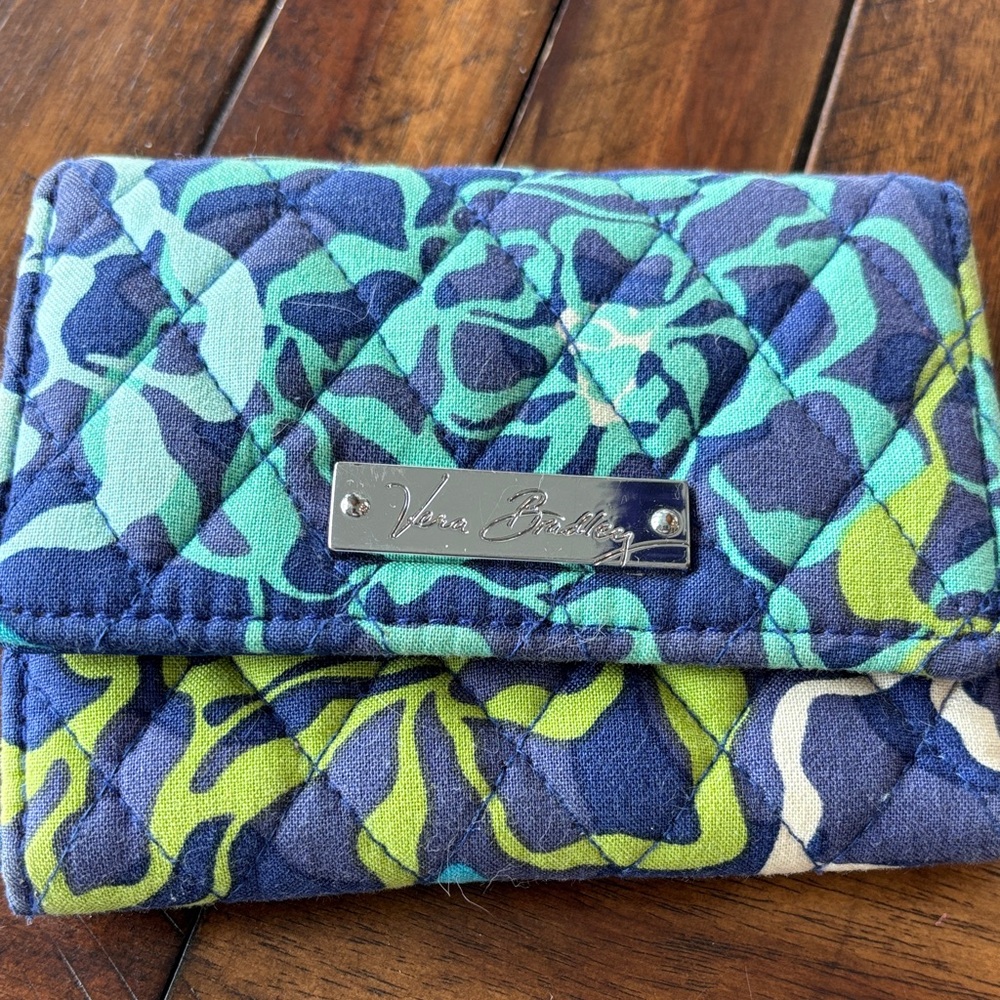 Vera Bradley Quilted Wallet in Blue and Green Floral